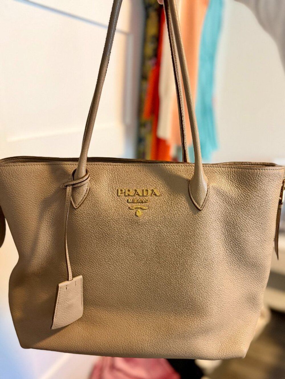 PRADA Leather Shoulder Bag - Tan
